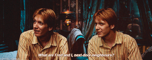 lame-alchemist:  marciellesmusings:  lufttsu: Quotes from the Harry Potter Books [28/50]  Can you imagine what it must have been like growing up for George and Fred. Notice how I said George and Fred because we always call them ‘Fred and George’ as