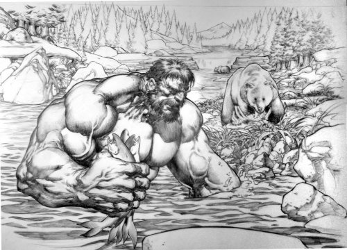 Fishing is supposed to be a relaxing and stress free event.  Not for Banner.Beard Hulk fishing//Keu 