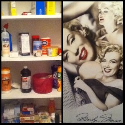 Pretty much everything in my pantry is from the Dollar Store and I have cool hallway posters 💋 #marliynmonroe #dollartree #stretchdatdolla  (at Edge Castle )