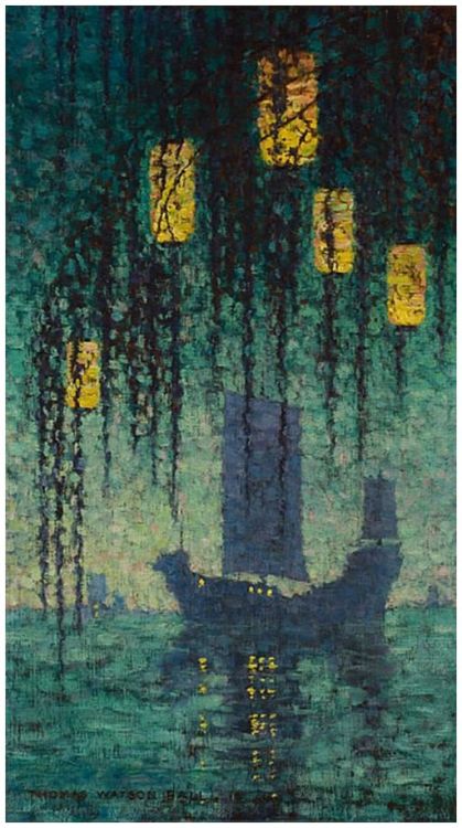 yama-bato:Thomas Watson Ball, (1863-1934)Chinese Twilight Oil on wood panel(griswold house)