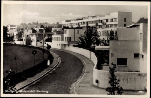 Stuttgart, Weissenhofsiedlung. 1927.
“ The postcard shows a view of the Weissenhof Estates as they were originally exhibited in summer 1927 in Stuttgart. The dwellings show a similar visual language. They are rectangular and designed in a minimalist...