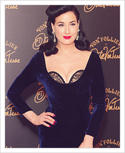 ditavon-tease:   At the launch of her Von Follies lingerie line at Debenhams, London
