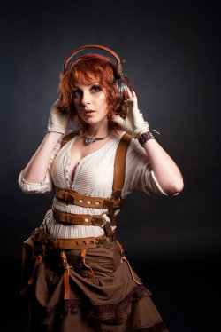 steampunkgirls:  Redhair and the music by ~irisabout   Reminds me of Saffron&hellip; or whatever she&rsquo;s calling herself this week