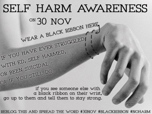 thedragon98:  pain-is-my-beauty:  suicidal—bitch:  I don’t have any black ribbons…   Draw it on your wrist that’s what I am doing 