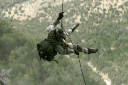 loaded-for-bear:  militaryandweapons:  PJ02 by ussocom_ru on Flickr.  “Excuse me while I repel into a hot LZ to give you medical attention.” 