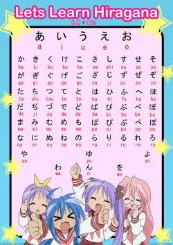 cuteprettybeautifulkanjani8:  let’s learn hiragana with Lucky☆Star girls! ;D 