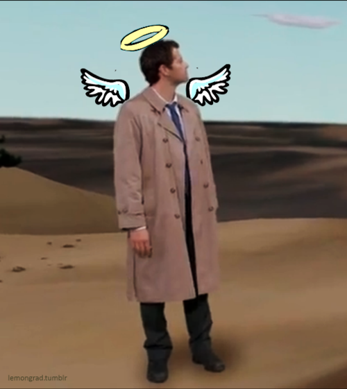 lemongrad:  in the latest episode of Supernatural, am I the only one who wanted Cas to have little cartoon wings an a halo? I mean come on.  