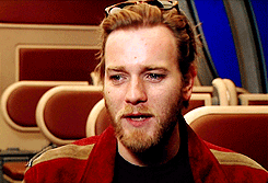  Ewan McGregor on the set of the Star Wars prequels. 