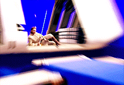 Ewan McGregor on the set of the Star Wars prequels. 