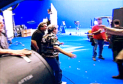  Ewan McGregor on the set of the Star Wars prequels. 