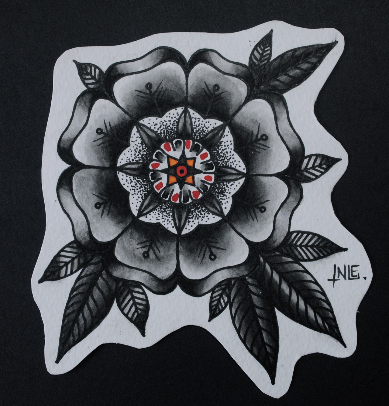 blackdaggertattoomx:  First of a series of flowers I´m doing… By Johan Navarro