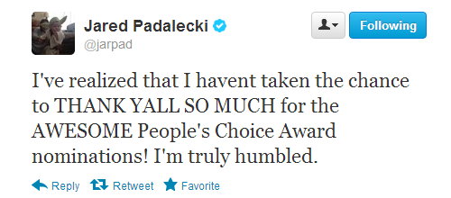 plaidalecki:  Vote!  For this incredibly humble man and/or his incredibly humble best friend and their incredibly awesome show! 