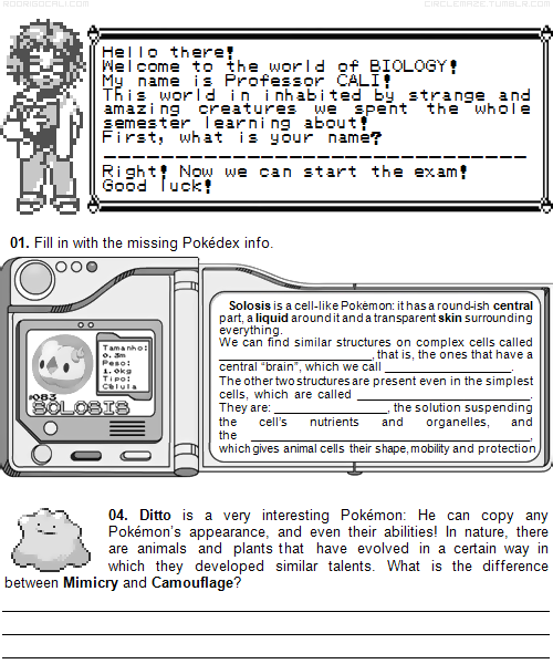 godtricksterloki:  copter25:  circlemaze:  I heard people saying that if they had tests about Pokémon, they’d only get As, so I gave my students the opportunity to prove it. ;D This is the most fun I had IN MY LIFE while preparing an exam! I translated