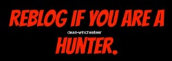 livebloggingsupernatural:  dean-winchesteer:  wherestheangeles:   Let’s find out how many hunters there on Tumblr. Reblog.  I DIDN’T CHOOSE THE HUNTER LIFE. HUNTER LIFE CHOSE ME.    I’m a hunter-in-training! 