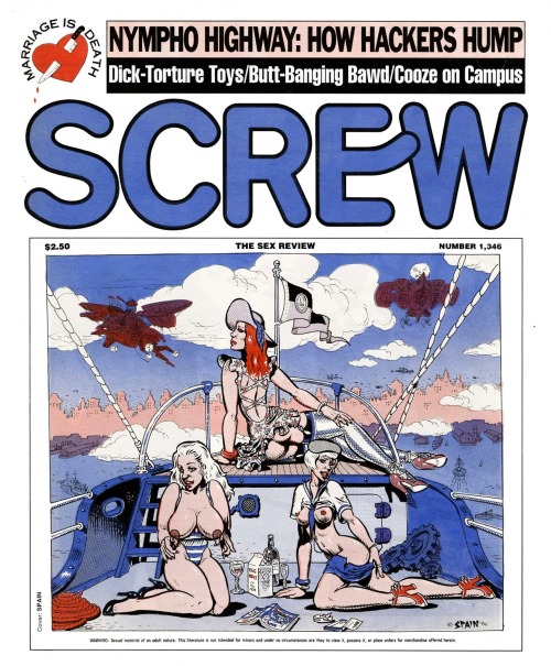 dannyhellman:
“ Nine SCREW covers by SPAIN RODRIGUEZ, (1940 - 2012) Spain Rodriguez drew many wonderful covers for SCREW Magazine during his long cartooning career. Here are the nine I have in my collection, but I suspect there are lots more. If...