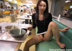 Fastfoodflashers:  Cute Asian Teen Flashing In A Mall Food Mart