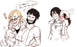 aaaaand more hipster!modern AU doodles. this time with the &ldquo;human&rdquo; love interests~ isabela is also drunk. her and garret are sometimes drunk buddies