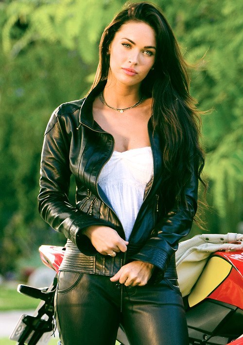 Hot babe leather jacket jeans