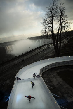 nationalpostsports:  This weekend, 200 participants will be in Niagara Falls to take part a sport called ice cross downhill but known more widely known as Crashed Ice, which began as a marketing tool hatched by the makers of an energy drink. Participation