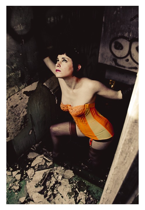 valerieshade:  Agent Orange. Photography: Kayleigh Shawn Photography; Hair/Make-Up: Me An “oldie” but a goodie. Part of my abandon location adventures with Kayleigh. This is a burned down house in Auburn, CA that is right off one of the main roads.