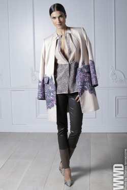 womensweardaily:  Rachel Roy Pre-Fall 2013 For pre-fall, the designer added ethnic and tribal touches that one might discover on travels to exotic destinations.  For More 