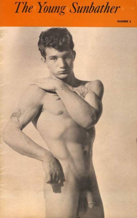bannock-hou:  The Young Sunbather no 2, Dennis Lavia. I love the physique mags from back in the day. Young Dennis has nice low hangers. I also like the swallow tatts on the pecs that were popular back then. 