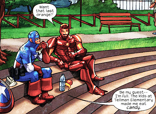 gavinfreedom:  Marvel Adventures: Avengers #30↳ Where Steve has an “appointment” and their faces say it all. [Part 1/3] 