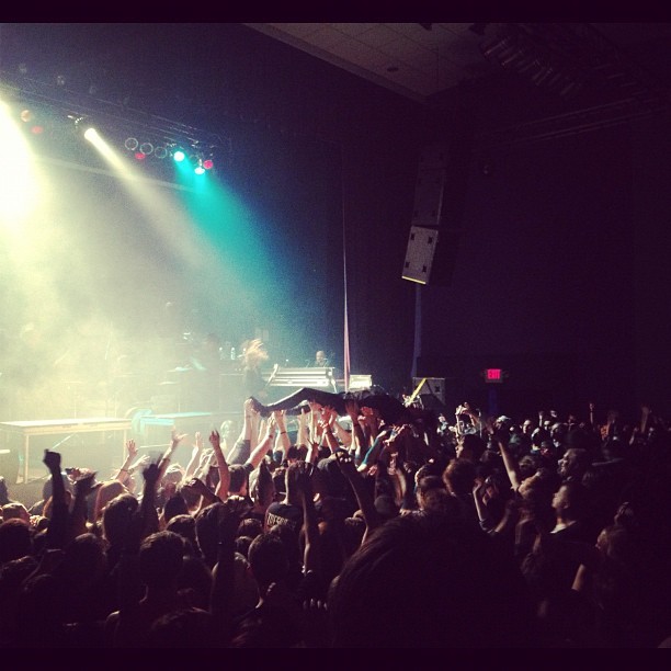 Devin from I I See Stars. He jumped into the crowd. #iseestars #outbreaktour #band