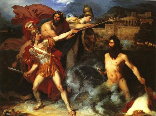 hadrian6: Achilles persued by the river god Xanthus. 1831. Henri Fredrick Schopin. hadrian6.t