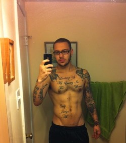 roheartlessro:  Damn he is fine!!! cumintosubmission:  Nice body and uncut dick 