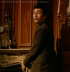 smaugchiefestofcalamities:  plusdyspros:  accio-superwholock:  totheclotpole:  #TENNANT OUT BITCH  best exit in television history  HIS FACE IN THE LAST GIF THOUGH  RELEVANT AGAIN  i fucking love him