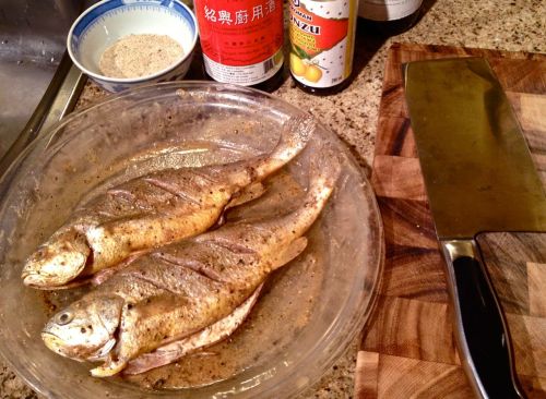 Tonight&rsquo;s home-cooking: yellow corvina, also sometimes called yellow croaker, is a popular