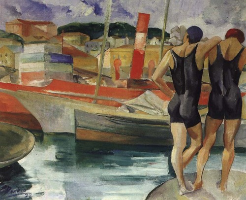 blastedheath:  Dordio Gomes (Portuguese, 1890-1976), Dois Banhistas à Beira do Douro [Two bathers on the banks of the Douro], 1928. 