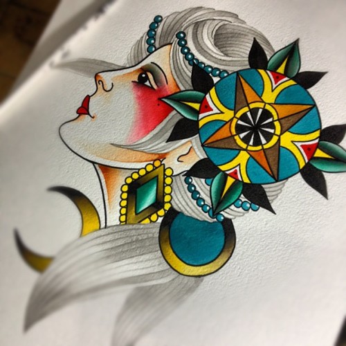 hardsharpz:  #traditionaltattoo #tattooflash #tattoo #classictattoo #womantattoo #boldwillhold