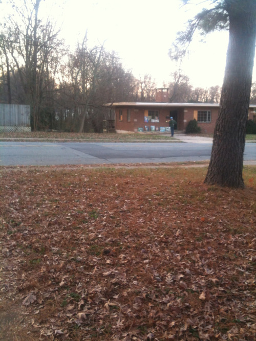 This dude across the street is looking at his paintings and playing the trumpet really quietly. GLEN