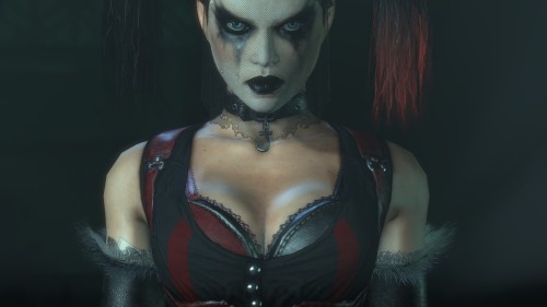 Harley Quinn’s nurse look in Arkham Asylum was hot, her street punk look in Arkham City was hotter, but her mourning goth look was the hottest.