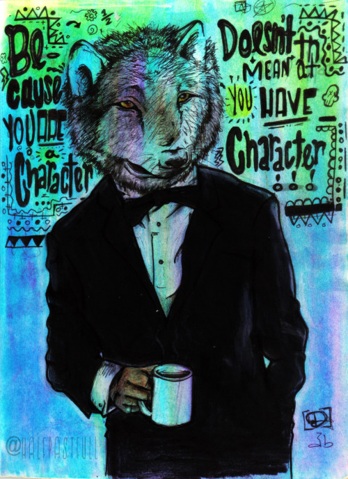 eatsleepdraw:  The Wolfe - Pulp Fiction Inspired Mediums: Watercolor, colored pencil and ink.