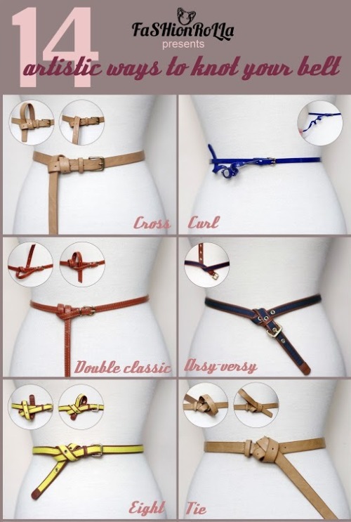 Roundup of Fourteen Ways To Knot Your Belt from FaSHionRoLLa here. For larger photos of each style g