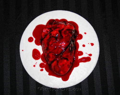 Bleeding Heart Dark Chocolate Cake with Cherry Filling