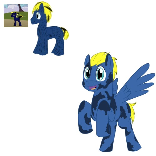Fan-fic pony So yeah, you know how I like reading fan-fictions, I came across one that I’m starting to get into.  Blue Angel, is the story of Voltare, a young pilot (a brony) who is transported to Equestria and shenanigans happen.  Honestly, I