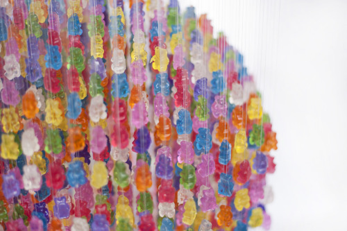 kchampeny:The “Candelier” I make for Jellio has just over 3000 hand cast acrylic GummiBears.  At 18”