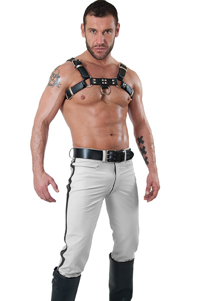 Nipples and harness. Nice bulge too ;)