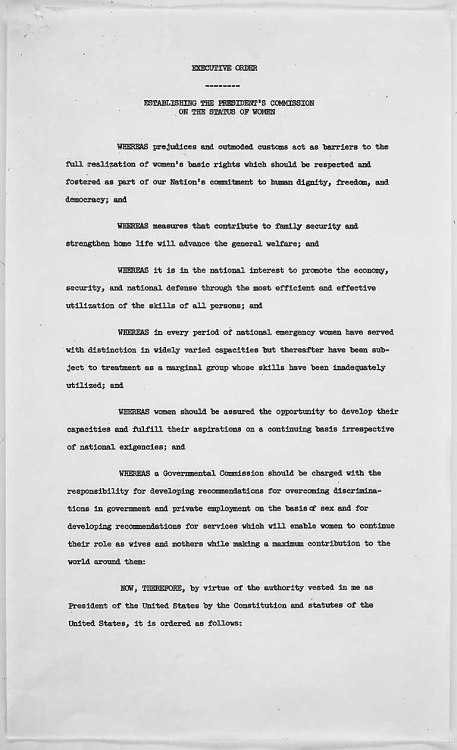 “WHEREAS a Governmental Commission should be charged with the responsibility for developing recommendations for overcoming discrimination in government and private employment on the basis of sex and for developing recommendations for services which...