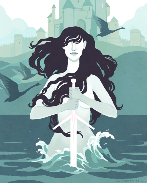kalidraws:
“ The Lady of the Lake, for the GIRLS: Fact or Fiction art show at Light Grey Art Lab! She was my first choice—what’s not to love about a mysterious, super-powerful, watery maiden, from the tales of King Arthur? I think the most...