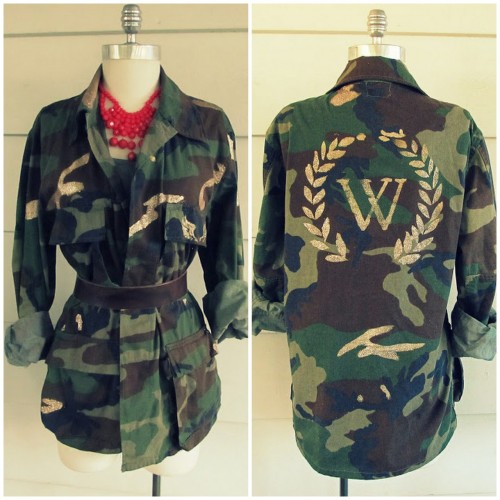 DIY Gilded Camo Jacket Tutorial from Wobisobi here. I&rsquo;m seeing camoflage patterns on 