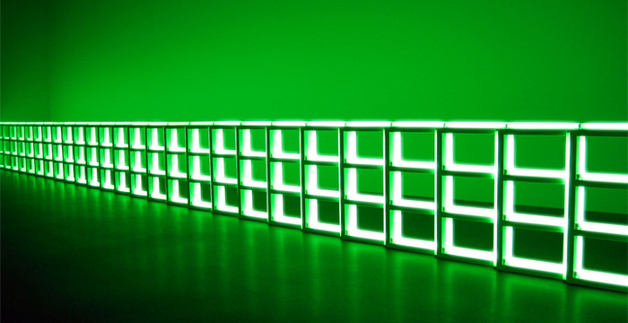 10 sometimes-now: “This is the green of Dan Flavin, the master of light,” writes