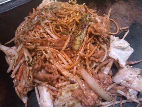 焼（や）きそば（Fried noodles/Chow mein)  One of my favorite food.  I even cook by myself at home!! 