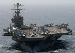 militaryandweapons:  USS Abraham Lincoln transits the Arabian Sea. by Official U.S. Navy Imagery on Flickr. 