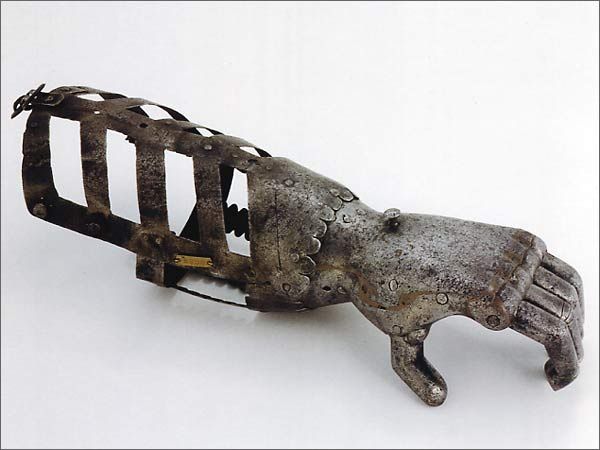 Sixteenth century mechanical prosthetic hand
Götz von Berlich (1480-1562) was a knight and mercenary who waged war across the length and breadth of Central Europe during his surprisingly long life. When he lost a hand in battle, he designed an iron...
