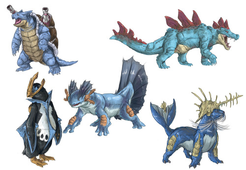 rene-art:  Realistic Pokémon Sketches; Final Water Starters. 